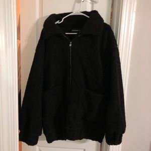 Oversized Black Teddy Coat
